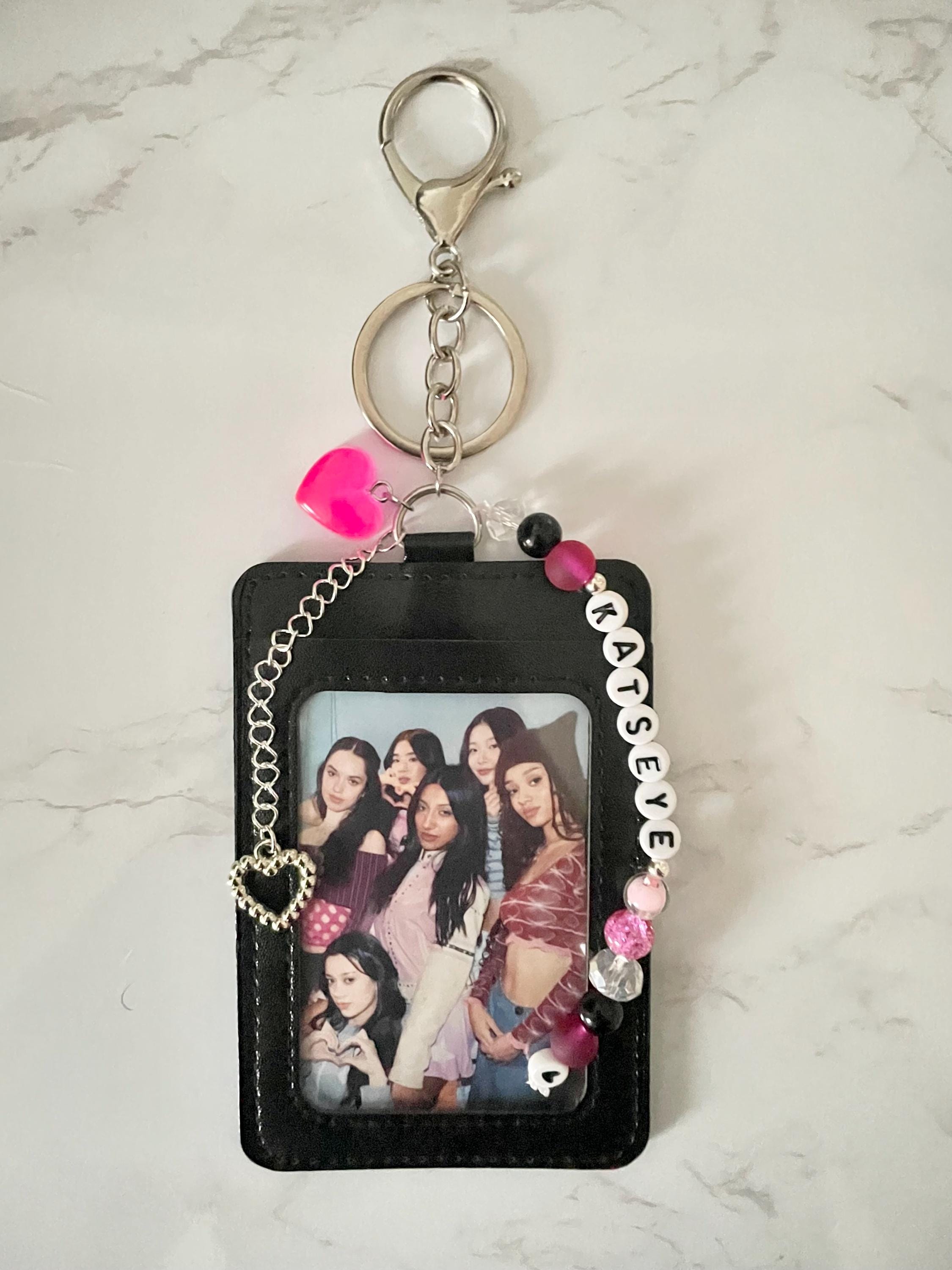 Katseye Photocard Holder Keychain: Handmade Faux Leather K-pop
