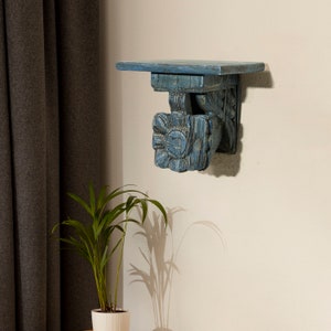 Vintage Wooden Shelf Corbel Hand Carved Floral Wall Brackets Indian Handmade Teak Wood Art Home Interior Decoration Housewarming Gift Item