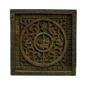 24 x 24 Inches Handmade Carved Vintage Wood Panel Intricately Carved Wall Decor Solid Wood Ornate Unique Home Accent Art Wooden Wall Decor