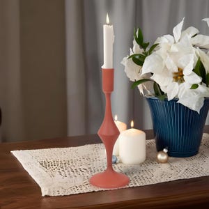 Sleek Carmine Metal Candle Stand Decorative Home Lighting Art Piece Taper Candlestick Holder Pillar candle Stand Wedding Lighting Decor Gift