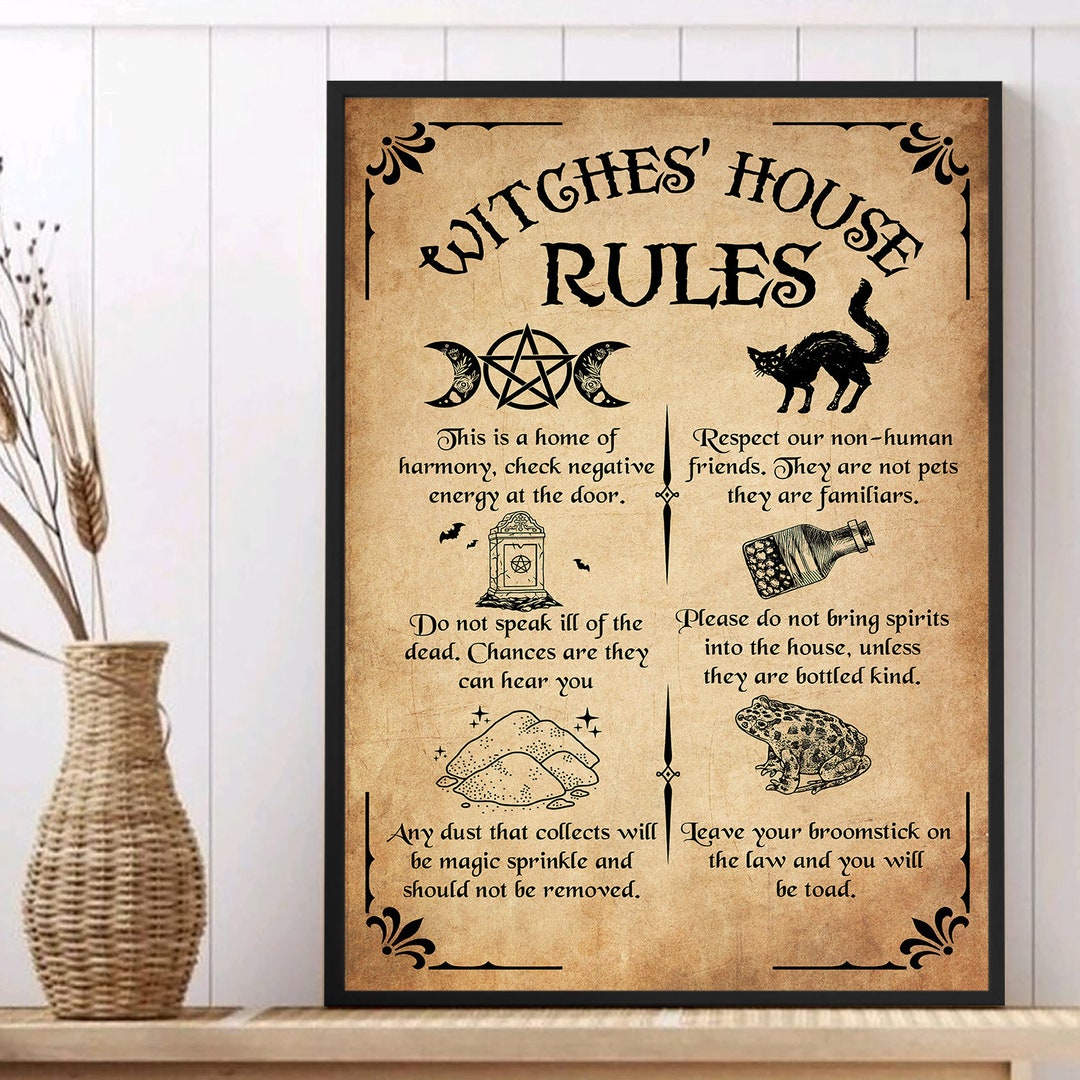 Witches's House Rules Poster Witch Poster Witch Decor Etsy