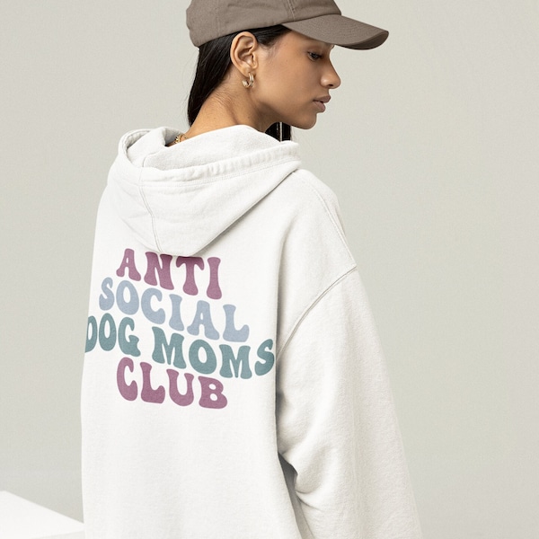 Anti Social Dog Moms Club, Retro Style, Unisex Heavy Blend™ Hooded Sweatshirt