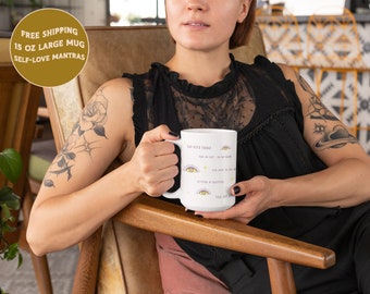 Taza de afirmación positiva de amor propio, cuidado personal, taza de mantra positivo de perra mala, recordatorio diario, atención plena, regalo motivacional, regalo bestie
