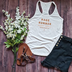 Rage Runner - Happy Trails - Women's Racerback Tank Top - Running Shirt - Runner Gifts, Fitness Shirt - Gift For Runner - Sports Gift Shirt
