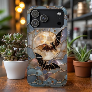 Bat Phone Case, Celestial Moon Phone Case, Gothic Phone Cover, Soft Goth Aesthetic, Dark Academia, Halloween Case, Night Sky