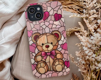 Teddy Bear Pink Bow Phone Case Coquette Teddy Bear MagSafe Compatible Phone Case Girly Valentine's Cover Gift Ideas for Her iPhone 15 14 13