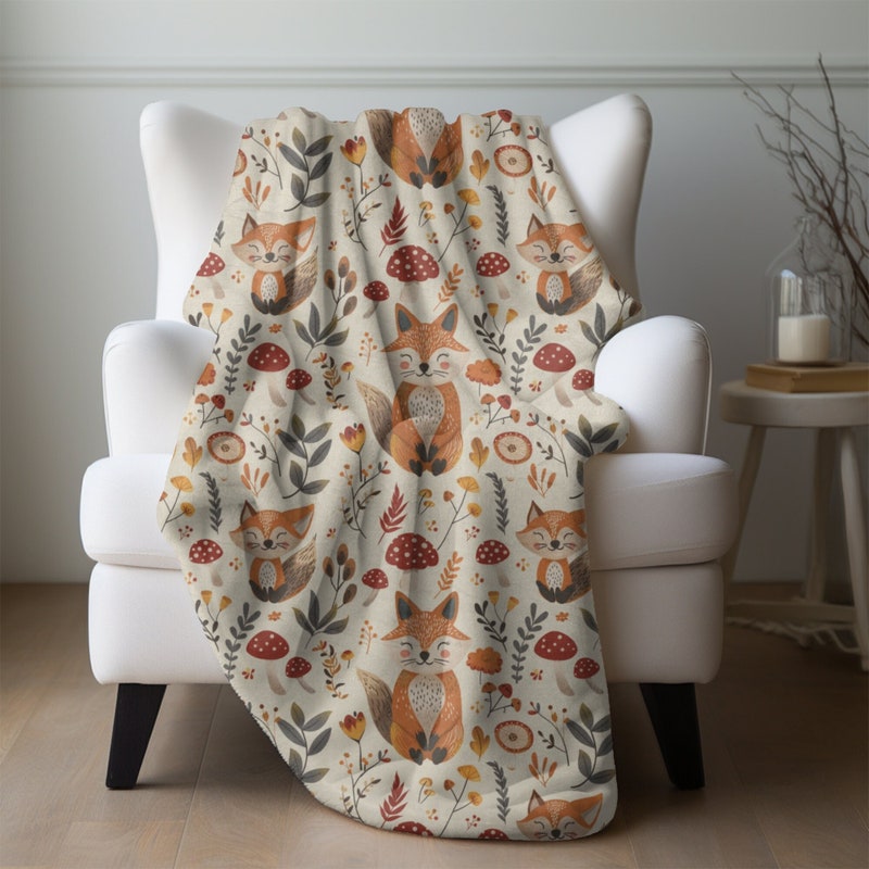 Pattern Print Fox Blanket
