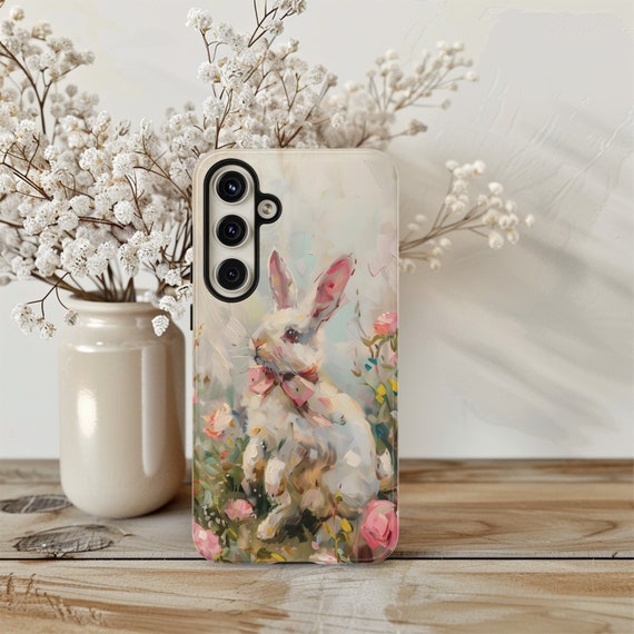 Coquette Bunny Phone Case Pink Ribbons Rabbit Aesthetic Cover Cottagecore Bunny Lovers Gift for Galaxy S24 23 22 21 20 10 iPhone 15 14 13 12