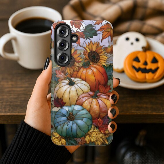 Autumn Pumpkin Phone Case, Fall Phone Case, Sunflower Pumpkin Cover, Cottagecore Harvest iPhone Case, Thanksgiving Halloween Gift