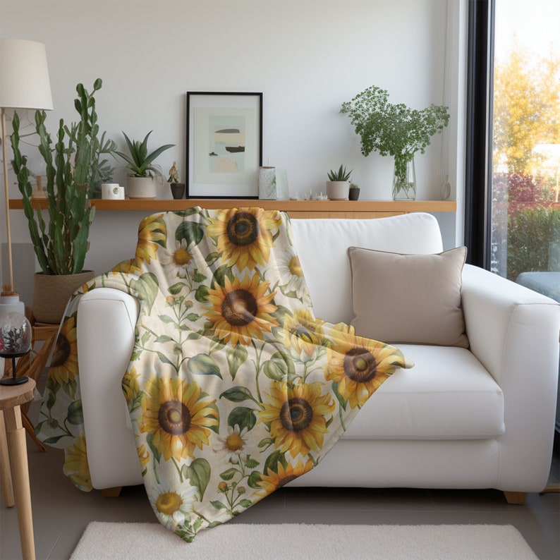 Fall Throw Blanket Fall Home Decor Sunflower Fleece Blanket Sunflower Lovers Gift Nostalgic Sunflower Home Decor Summer Flower Bedding Cozy bild 2