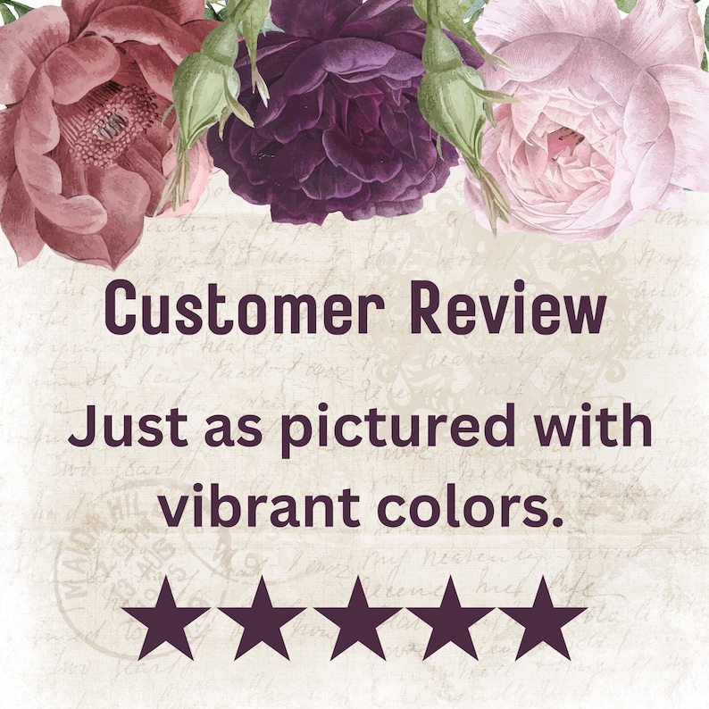 May include: Customer Review: Just as pictured with vibrant colors. Five star rating.