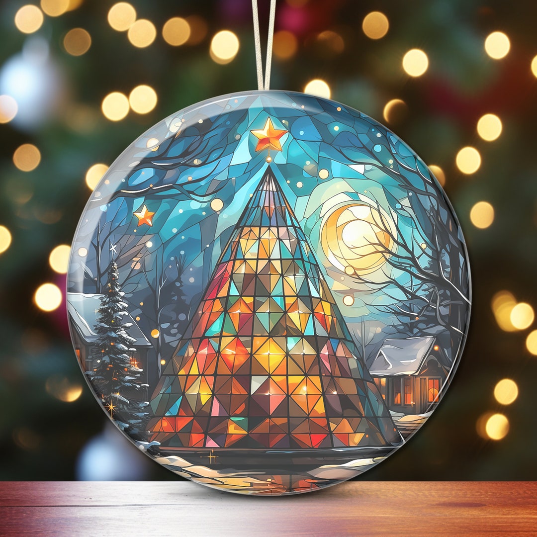 Christmas Ornament Faux Stainedglass, Christmas Tree Ornament, Glass