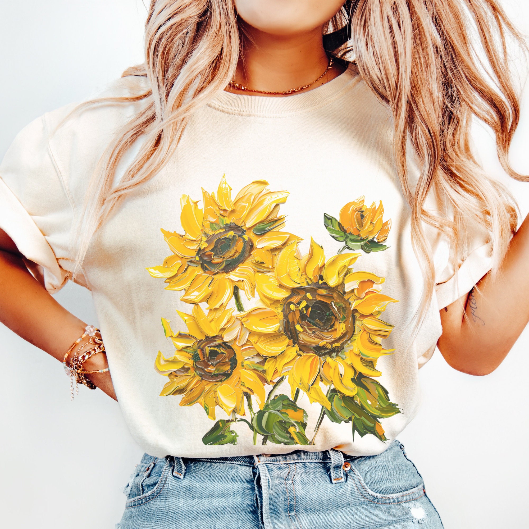 Sunflowers Shirt Comfort Colors Sunflowers on Stem T-Shirt Sunflower Lover Gift for Flower Lover Tee Christmas Present Mother's Day Birthday