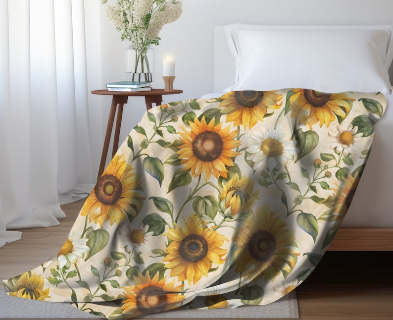 Fall Throw Blanket Fall Home Decor Sunflower Fleece Blanket Sunflower Lovers Gift Nostalgic Sunflower Home Decor Summer Flower Bedding Cozy bild 3