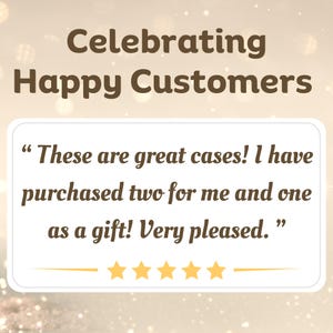 Puede incluir: Una rese&ntilde;a de un cliente con cinco estrellas y una cita: "&iexcl;Estos estuches son geniales! He comprado dos para m&iacute; y uno para regalo. &iexcl;Muy contento!"