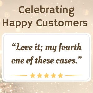 May include: A customer review with five stars and a quote: "Love it; my fourth one of these cases."