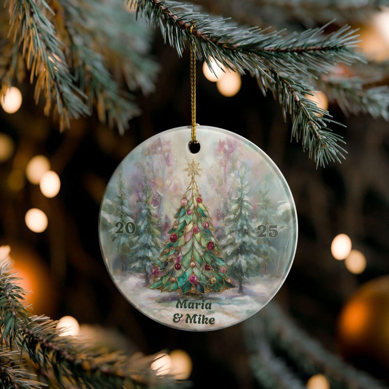 Personalized Stained Glass Christmas Tree Ornament · Elegant Custom ...