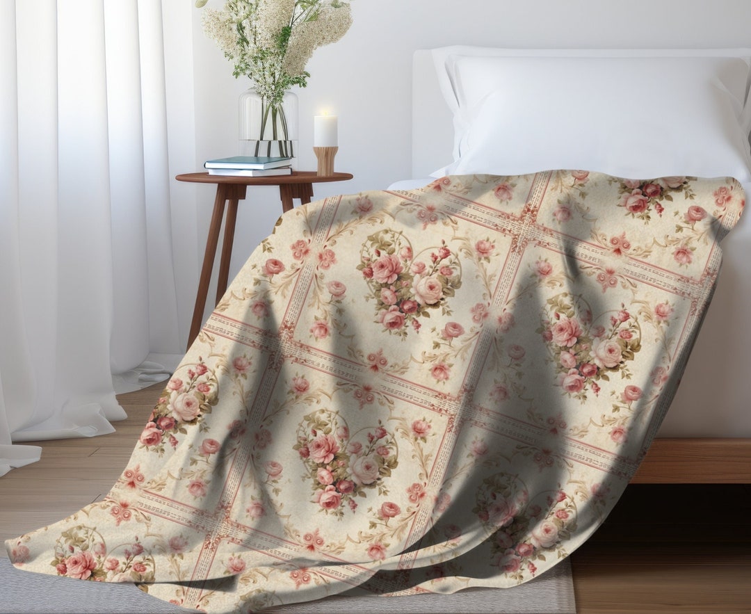 Valentine's Throw Blanket, Victorian-inspired Floral Cover