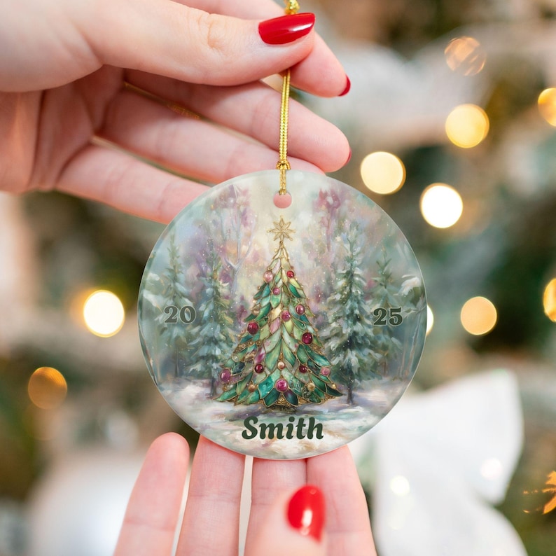 Personalized Stained Glass Christmas Tree Ornament · Elegant Custom ...