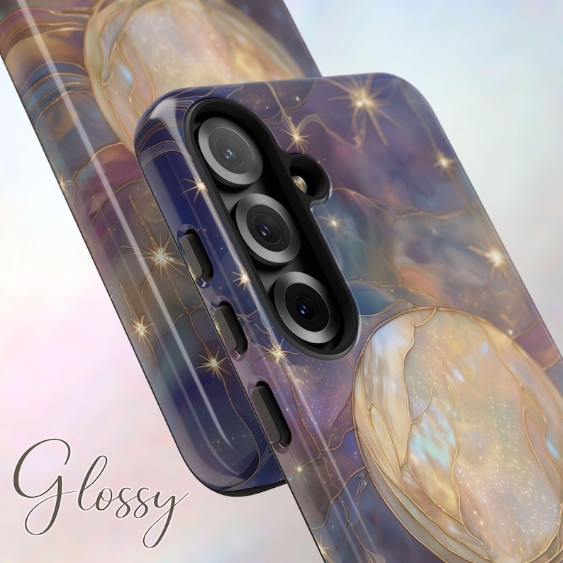 Funda para teléfono con diseño de luna, funda mística con luna celestial y estrellas de imitación de vidriera, funda para teléfono con cielo estrellado para Galaxy iPhone Pixel imagen 4
