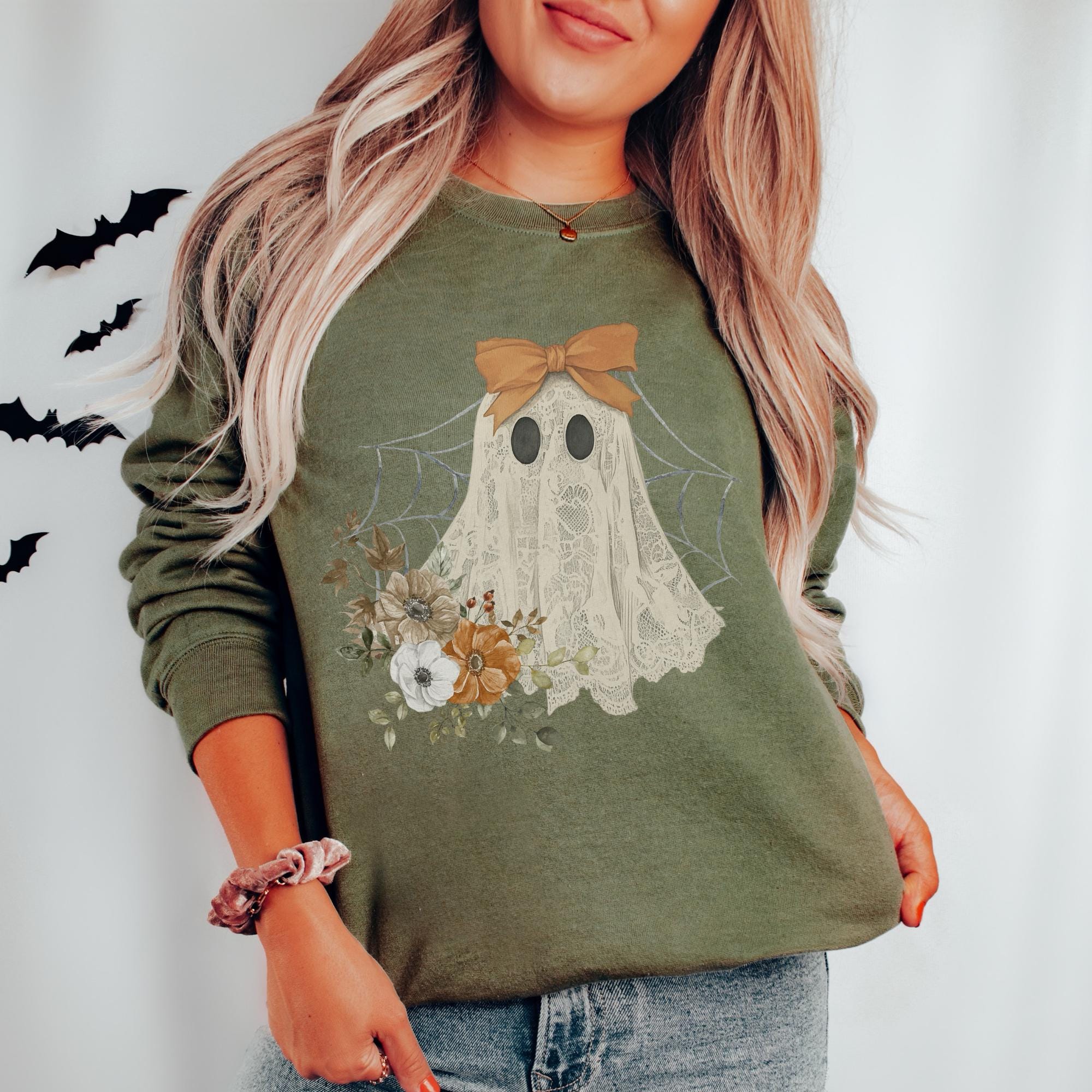 【GRAVER】23FW★ Ghost Center Sweatshirt Glow-in-the-Dark Ghost Sweater | Jane.com