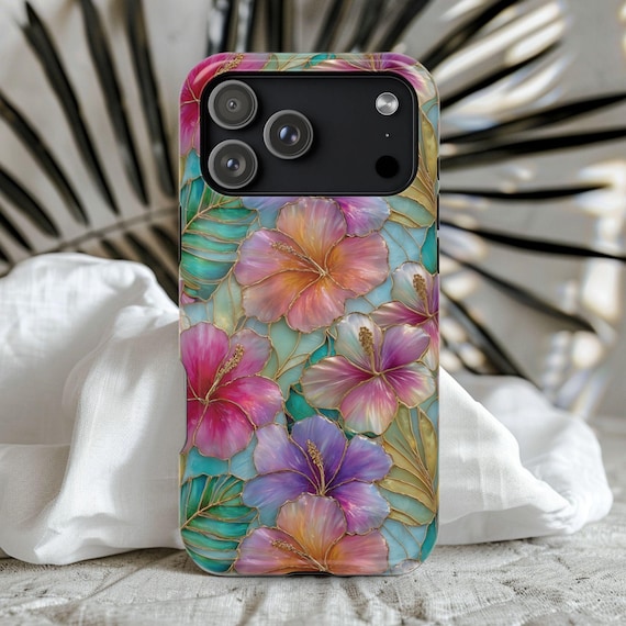 Hibiscus Phone Case, Tropical Flower Phone Case, Hawaiian Floral iPhone Case, Beach Lover Gift, Summer Phone Cover