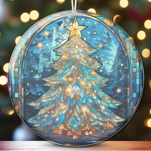 Conception de vitraux d’ornement de Noël, ornement d’arbre de Noël en céramique, métal, conception de faux vitraux en verre, décor d’arbre de Noël