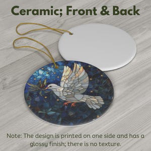 White Dove Christmas Ornament Peace on Earth Faux Stained Glass Dove ...
