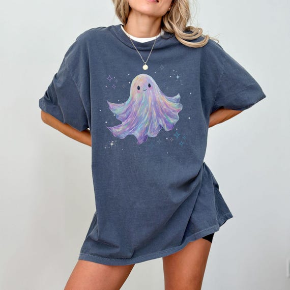 Celestial Ghost Shirt Halloween Comfort Colors Tee, Cute Faux Iridescent Ghost Aesthetic, Spooky Cute T-Shirt Fall Witchcore T Shirt