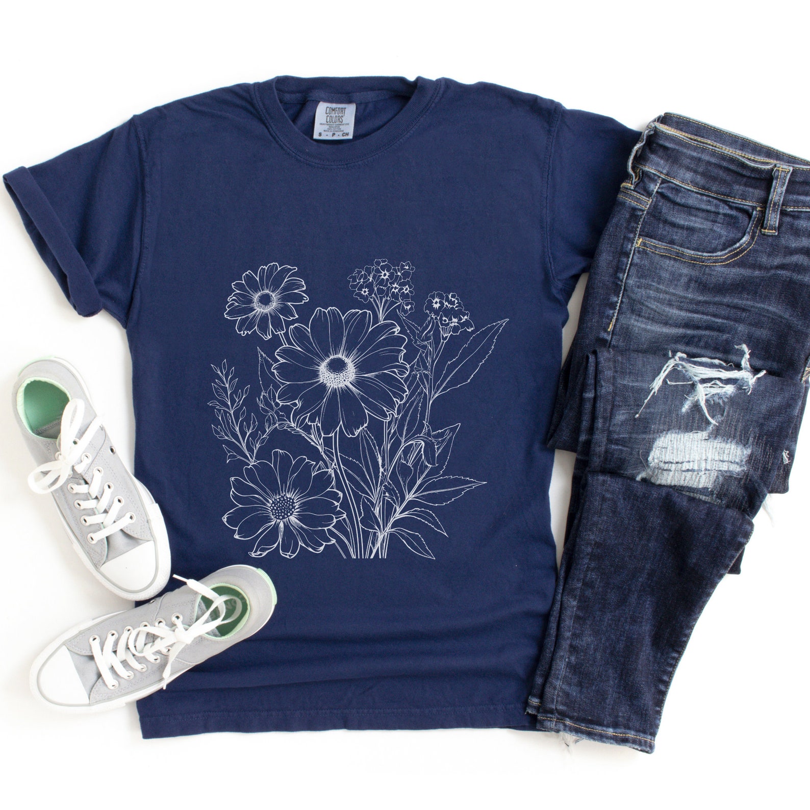 Flower Shirt Floral T-shirt Wildflower T Shirt Botanical Tee Comfort ...