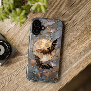 Bat Phone Case, Celestial Moon Phone Case, Gothic Phone Cover, Soft Goth Aesthetic, Dark Academia, Halloween Case, Night Sky immagine 14