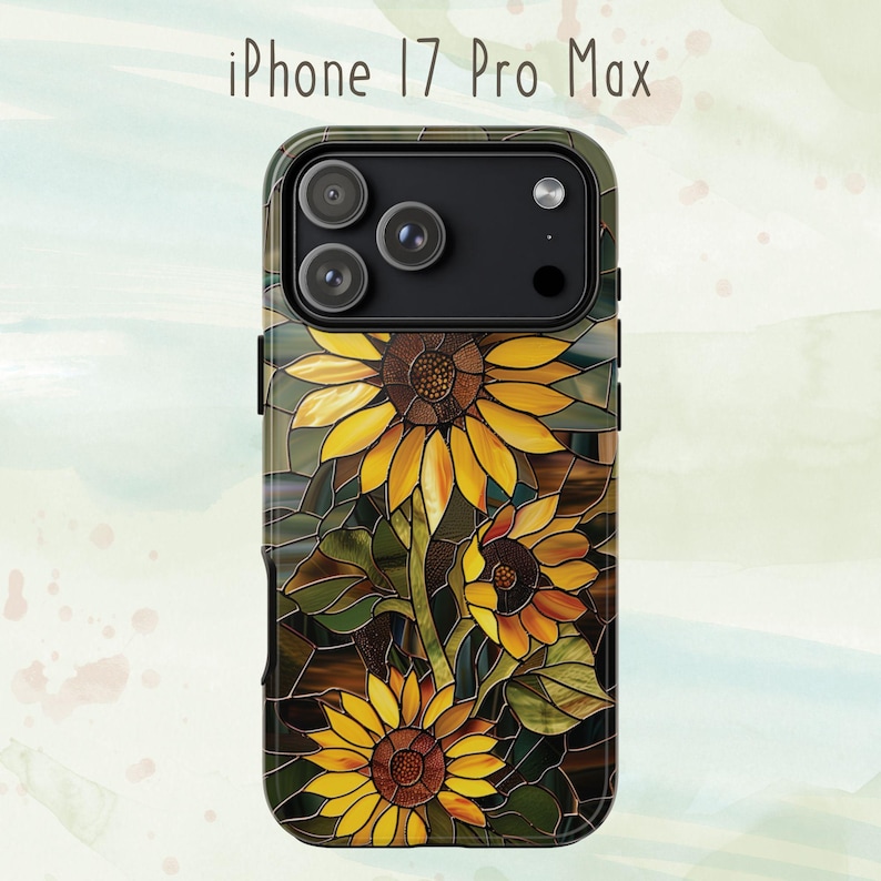 Fall Sunflowers Phone Case Faux Stained Glass Floral Case Flower Lovers Gift Gardeners for iPhone 16 15 14 13 Galaxy S 24 23 22 Pixel 8 7 6 image 7