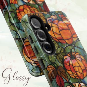 Funda de calabaza para teléfono, diseño de calabaza de Halloween con hojas de otoño, funda con vidrieras otoñales para Acción de Gracias para iPhone, Samsung Galaxy Pixel imagen 5