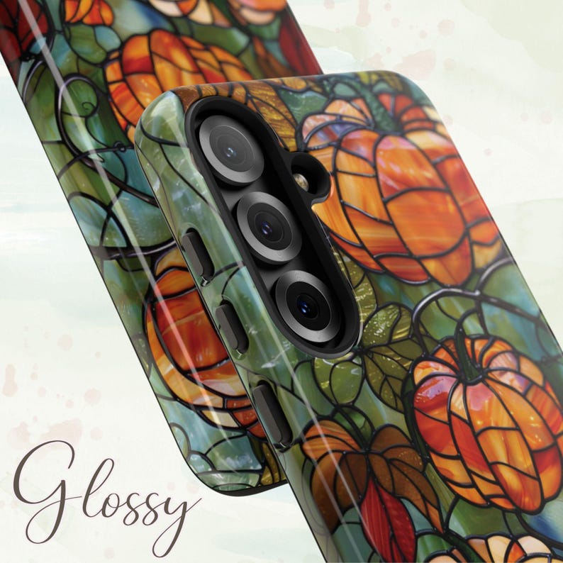 Funda de calabaza para teléfono, diseño de calabaza de Halloween con hojas de otoño, funda con vidrieras otoñales para Acción de Gracias para iPhone, Samsung Galaxy Pixel imagen 5