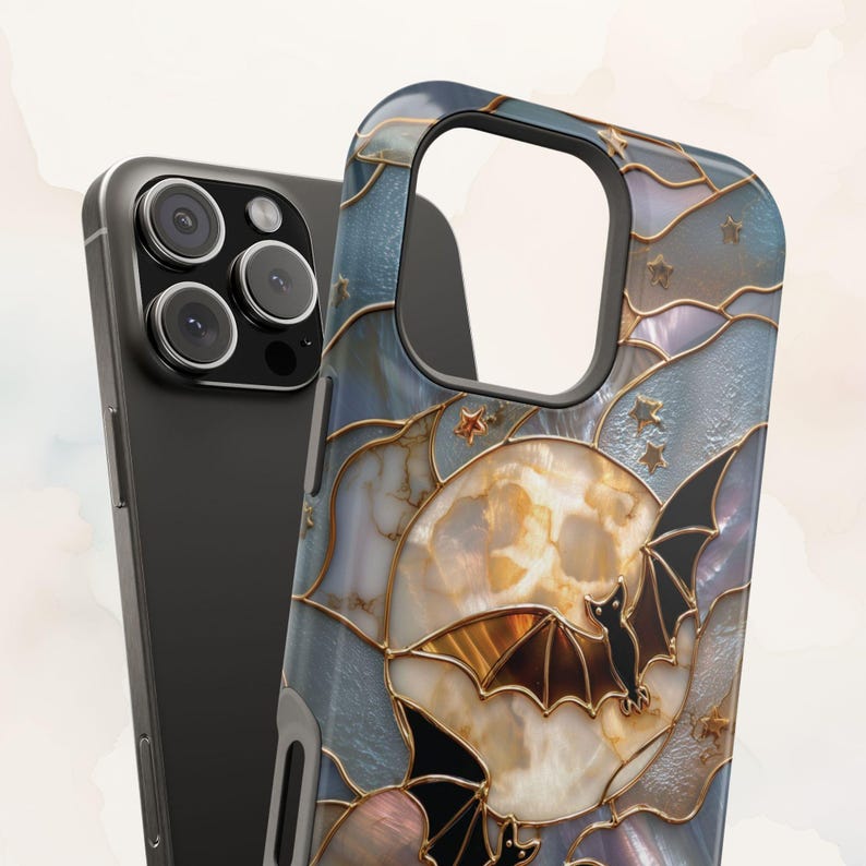Bat Phone Case, Celestial Moon Phone Case, Gothic Phone Cover, Soft Goth Aesthetic, Dark Academia, Halloween Case, Night Sky immagine 9