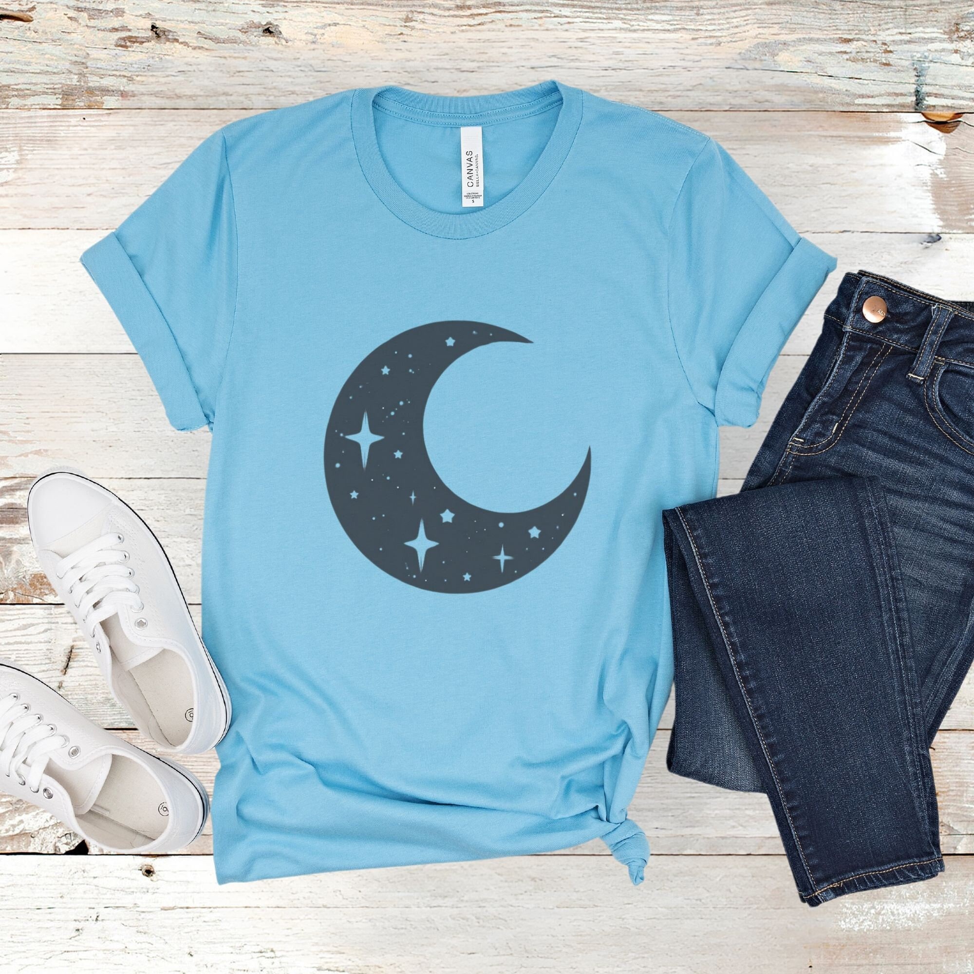 Celestial Moon Shirt, Moon and Stars T-shirt, Astrology Moon
