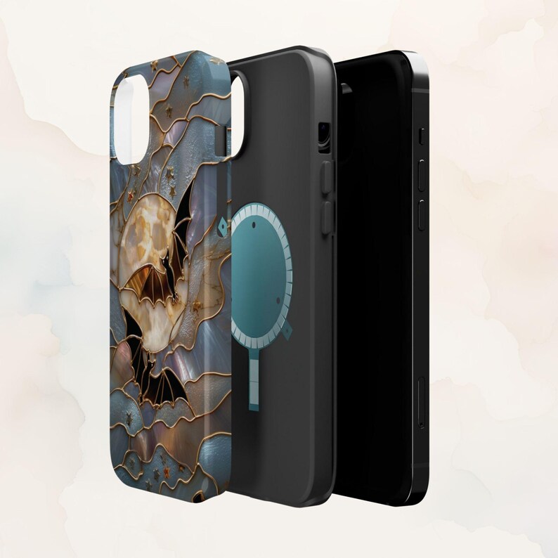 Bat Phone Case, Celestial Moon Phone Case, Gothic Phone Cover, Soft Goth Aesthetic, Dark Academia, Halloween Case, Night Sky immagine 10