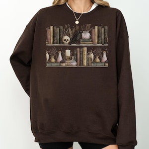 Dark Academia Bookish Sweatshirt Halloween Crewneck, Witchy Fall Raven Sweater, Vintage Gothic Book Lover Gift, Cottage Witch Clothing