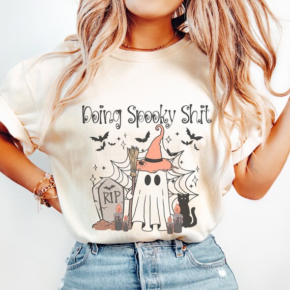 Spooky Halloween Shirt Cute Ghost T-Shirt Funny Witchy T Shirt Doing Spooky Shit Comfort Colors Tee Ghost Lovers Gift Spooky Season Outfit