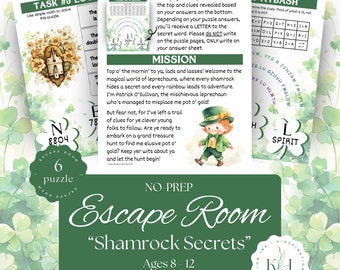 NO-PREP Escape Room, "Shamrock Secrets", St. Patrick's Day, Fun Escape Room for Kids, Homeschool Activity, Spring Break Games, Printable.
