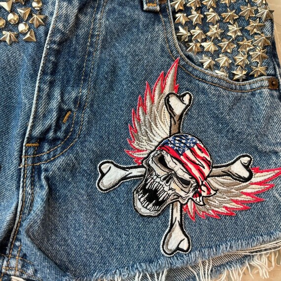 Jean shorts with patches hotsell