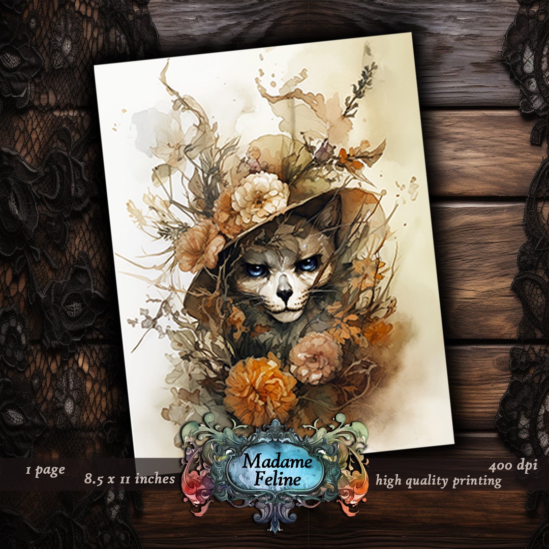 Madame Feline Creepy Cat Art Victorian Cat Prints Gothic Etsy