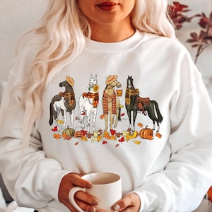 Horse Ghost Sweatshirt, Halloween Sweatshirt, Horse Lover Gift, Cute Ghost Hoodie, Spooky Horse Sweater, Western Halloween
