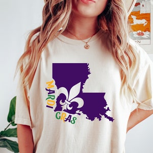 Sudadera de Luisiana, sudadera Mardi Gras, sudadera del festival, regalo de Mardi Gras, camisa de Mardi Gras de Luisiana, mapa americano de Luisiana