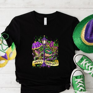 Happy Mardi Gras Shirt, Mardi Gras Shirt für Erwachsene, New Orleans T-Shirt, Fat Tuesday Shirt, Mardi Gras Shirt, Damen Grafik T-Shirt, NOLA Shirt