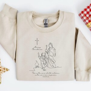 Sweat-shirt de Noël chrétien, pull crèche, cadeaux de Noël religieux, t-shirt Jésus, chemise crèche de Noël, crèche histoire vraie