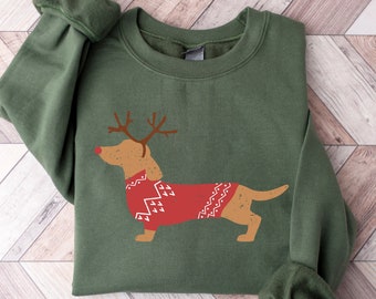 Dachshund Christmas Sweatshirt, Christmas Dog Shirt, Dachshund Shirt, Christmas Crewneck, Xmas, Dachshund Mom Shirt,Dog Owner Christmas Gift