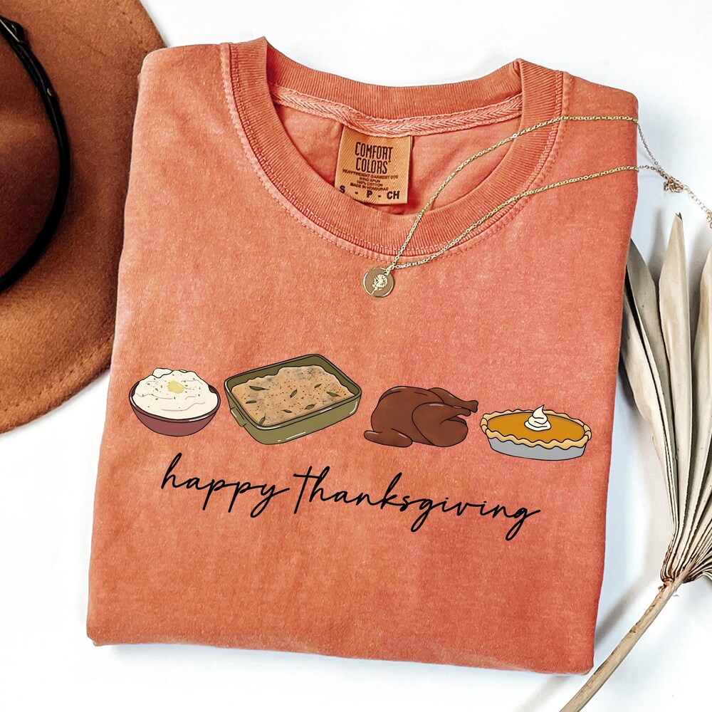 Fall Shirt Comfort Colors® Happy Thanksgiving Shirt, Happy Thanksgiving Turkey Shirt,Pumpkin Season Shirt,Thanksgiving Shirt,Thanksgiving Pumpkin Shirt Grateful And Blessed
