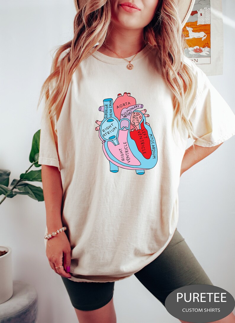 Heart Anatomy Shirt, Anatomical Heart, Cardiac Nurse T Shirt, Nursing ...