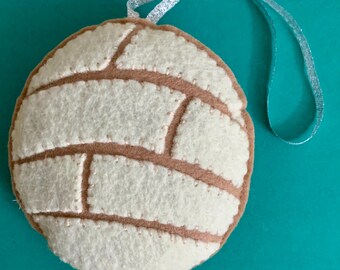 Sweet Felt Concha Pan Dulce Ornament- Cream Version
